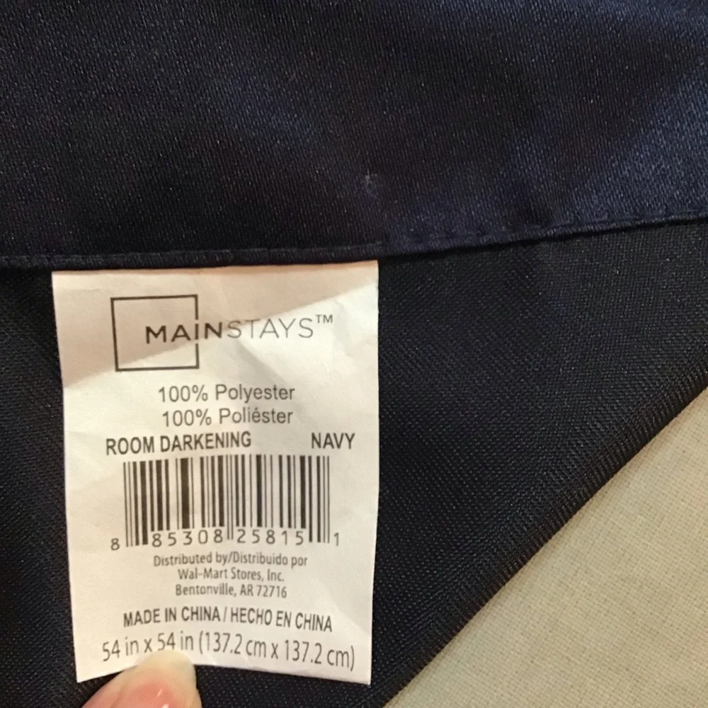Mainstay room darkening navy curtain 1 piece curtain size 54” x 54 inches New